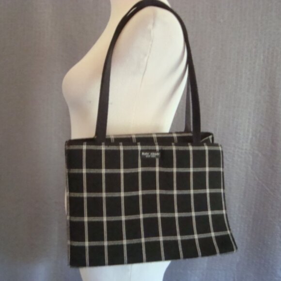 KATE SPADE Look Alike Vintage Black White Linen Purse Snap Closure - Picture 1 of 10